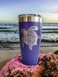 Mandala Sea Turtle Summer Vibes Engraved Polar Camel 20oz Purple Tumbler - Sunny Box