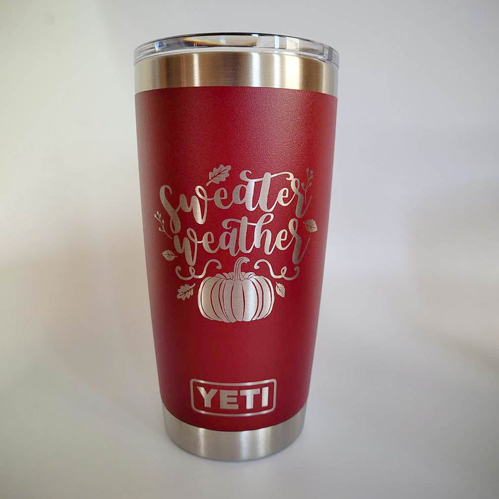Autumn Leaves and Pumpkins Please Engraved YETI Tumbler