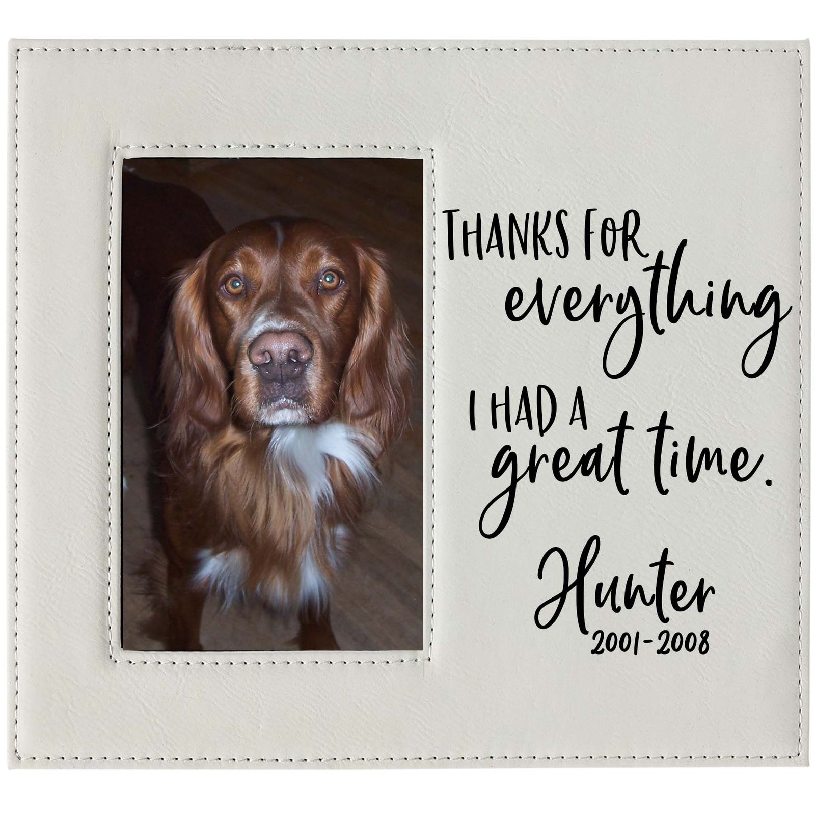 Thanks for Everything I Had a Great Time - Pet Memorial Leatherette Wide Picture Frame