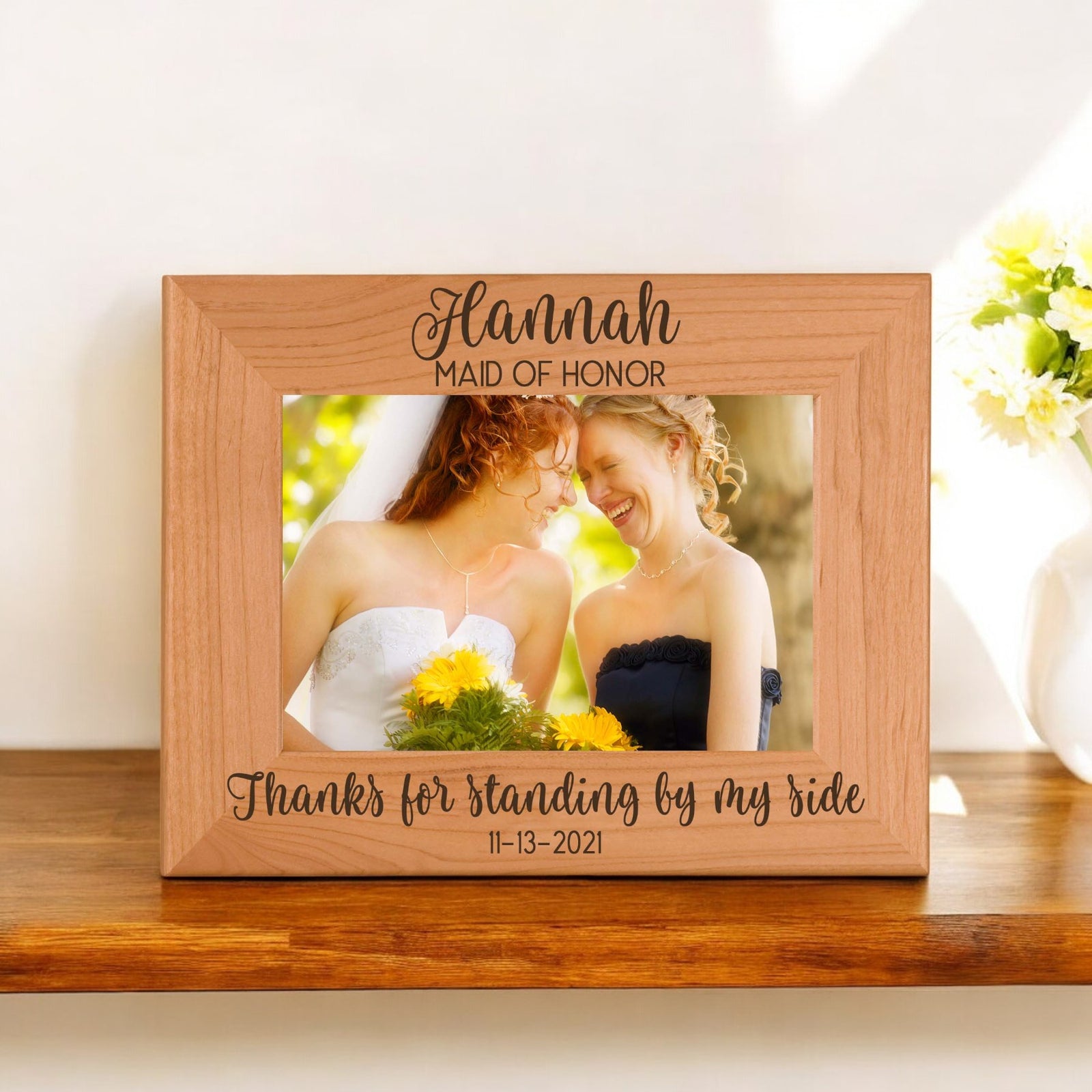 Thanks for Standing By My Side - Engraved Bridesmaid Maid of Honor Picture Frame by Sunny Box