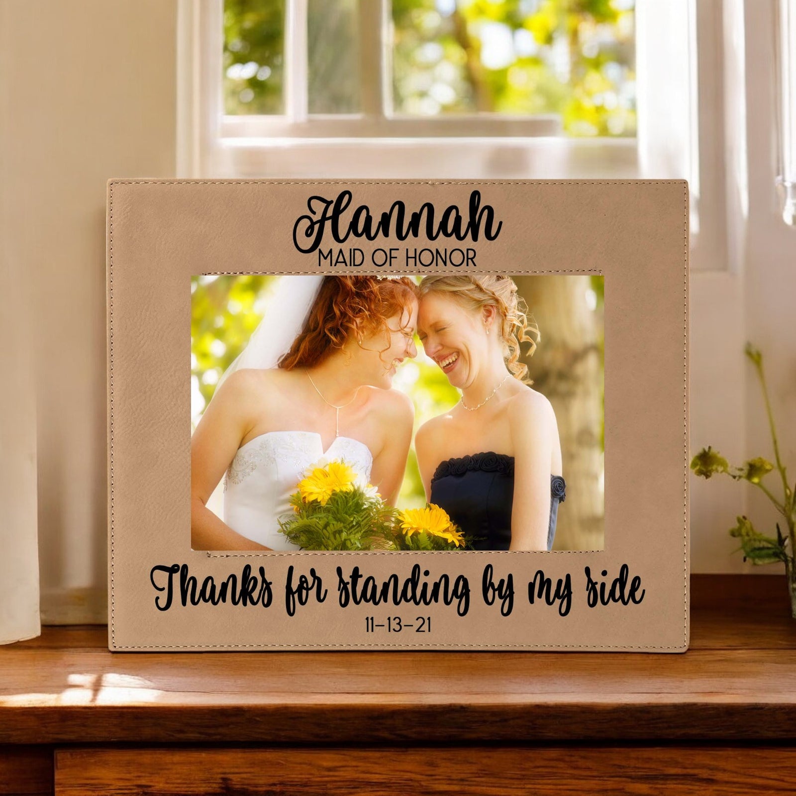 Thanks for Standing By My Side - Bridesmaid/Maid of Honor Leatherette Picture Frame