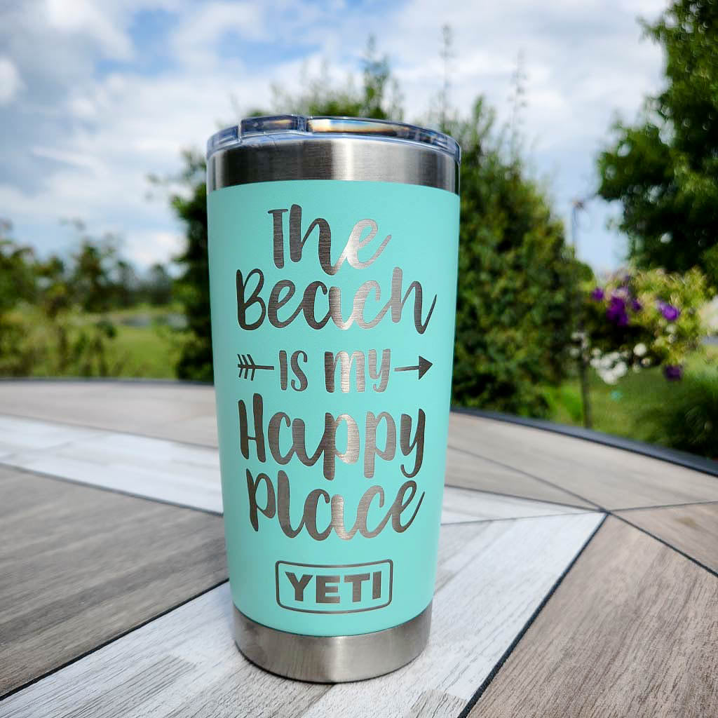 The Beach is My Happy Place - Engraved YETI Tumbler