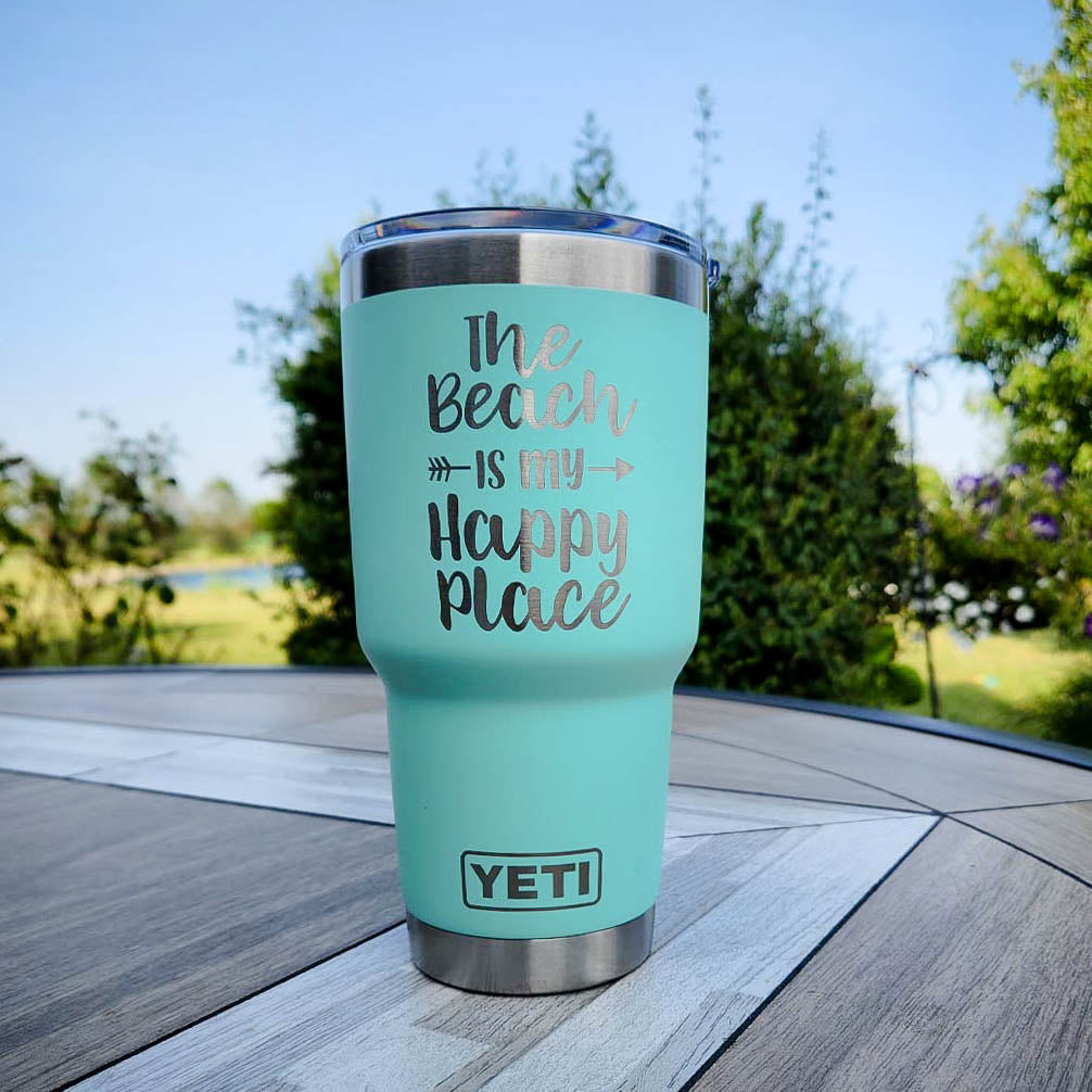 The Beach is My Happy Place - Engraved YETI Tumbler