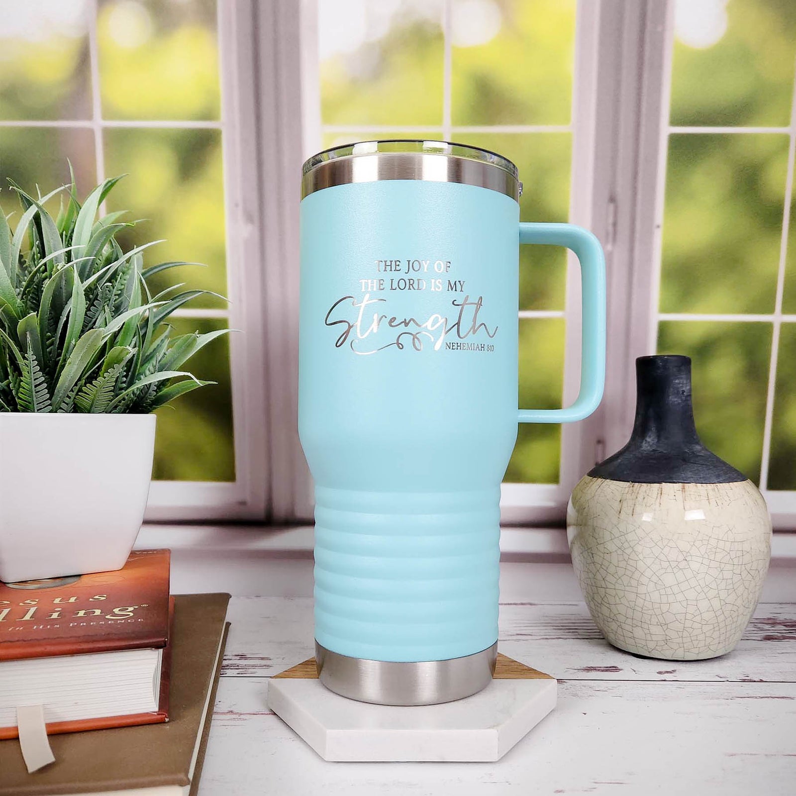 The Joy of the Lord is My Strength - Nehemiah 8:10 Scripture Engraved Polar Camel Tumbler