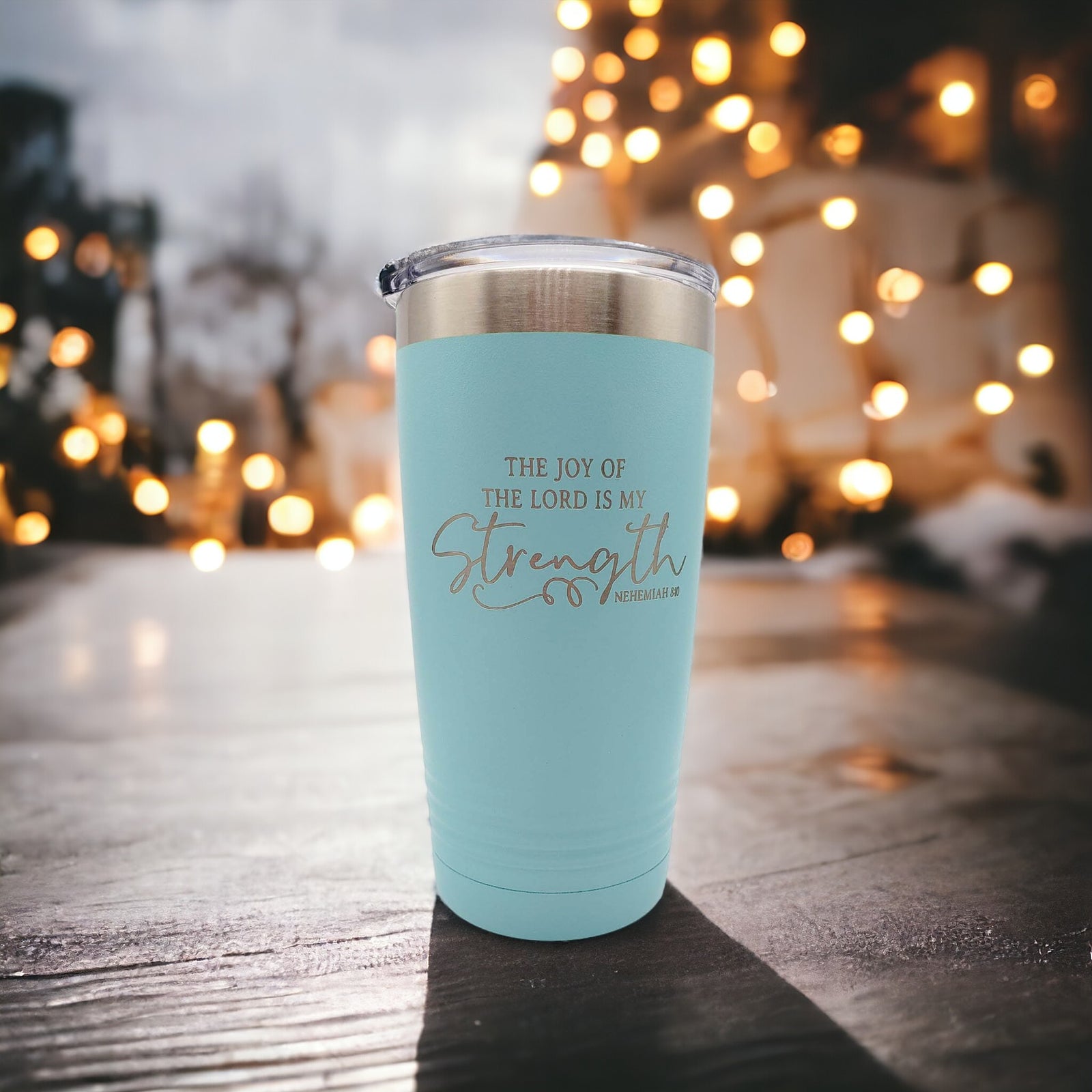 The Joy of the Lord is my Strength - Christian Engraved 20oz Teal Polar Camel by Sunny BOx