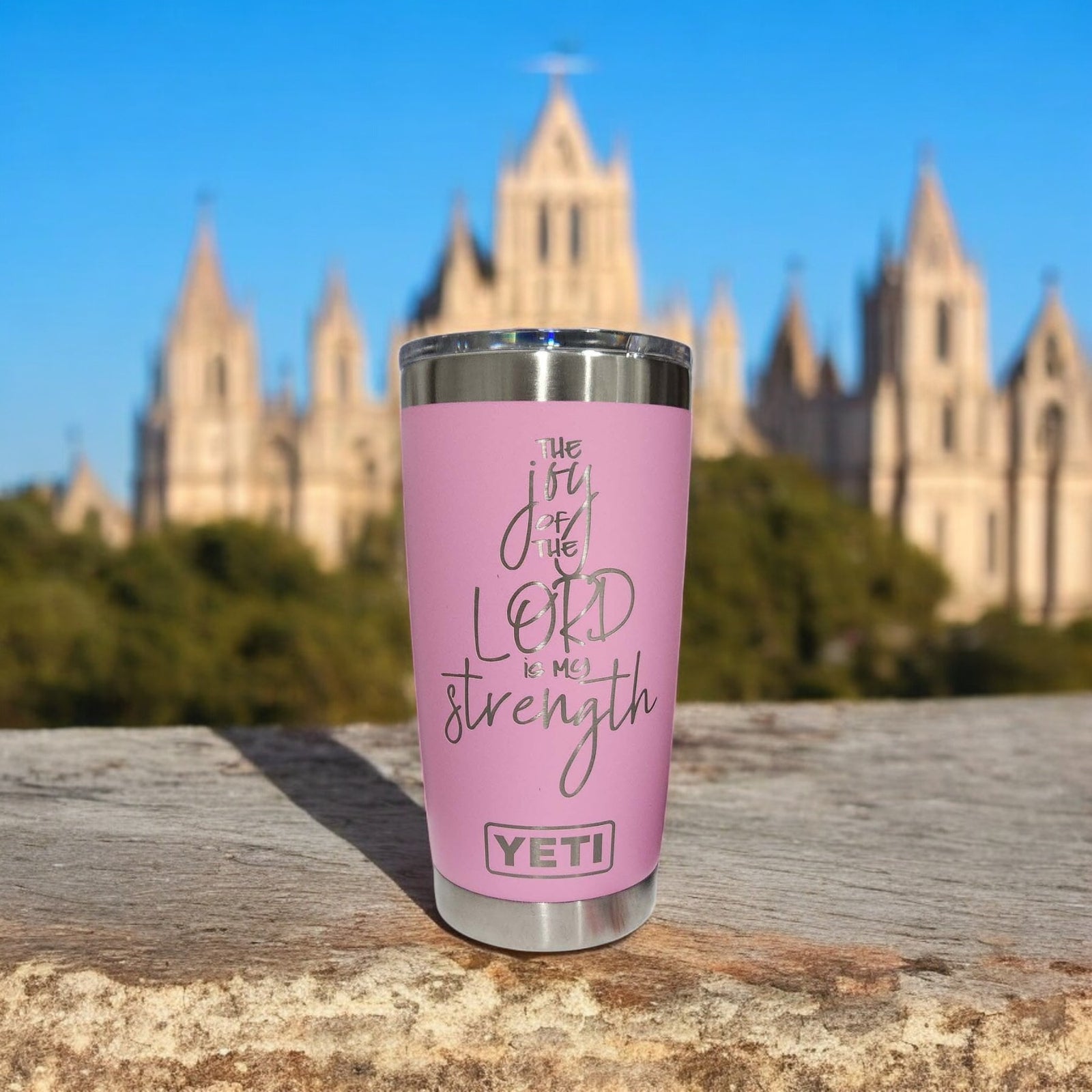 The Joy of the Lord is My Strength Scripture Engraved YETI Tumbler2