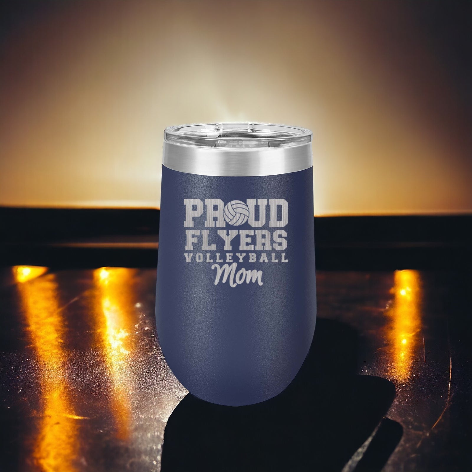 Engraved Volleyball Sports Team 16oz Navy Wine Tumbler Sunny Box