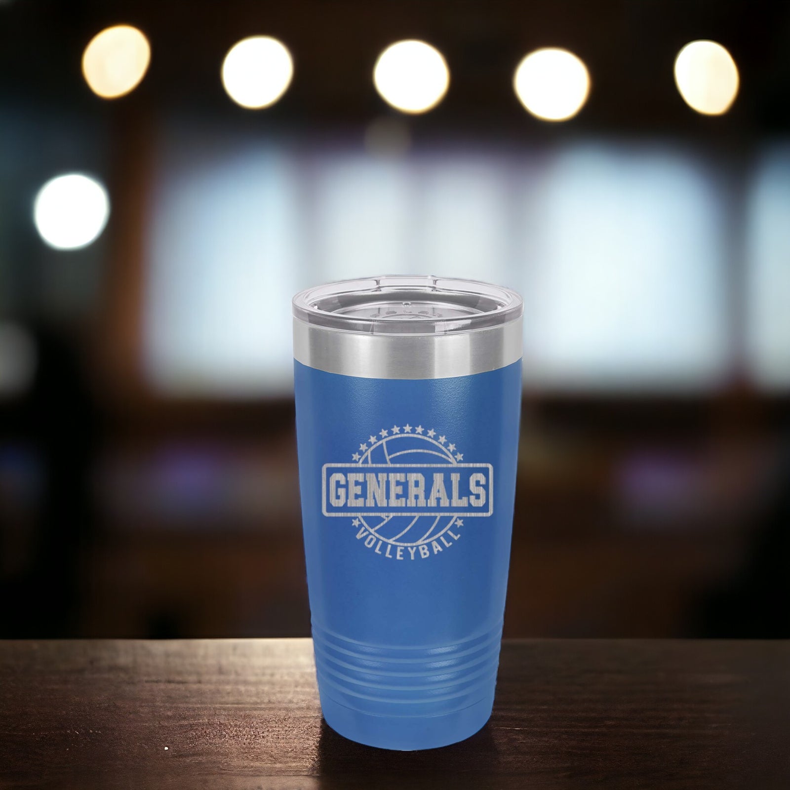 Engraved Volleyball Sports Team 20oz Blue Tumbler Sunny Box