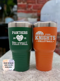 Engraved Volleyball Sports Team 30oz Green Orange Tumbler Sunny Box