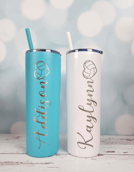 Personalized Volleyball Heart 20oz Skinny Tumbler by Sunny Box