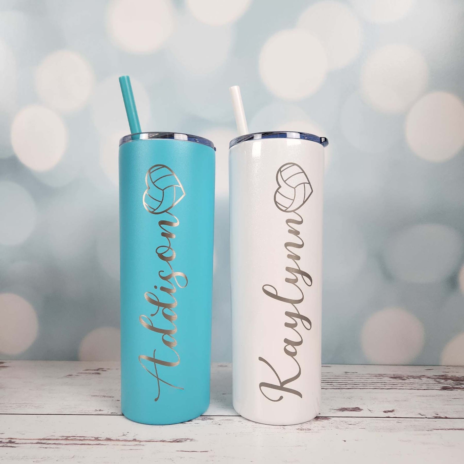 Personalized Volleyball Heart 20oz Skinny Tumbler by Sunny Box
