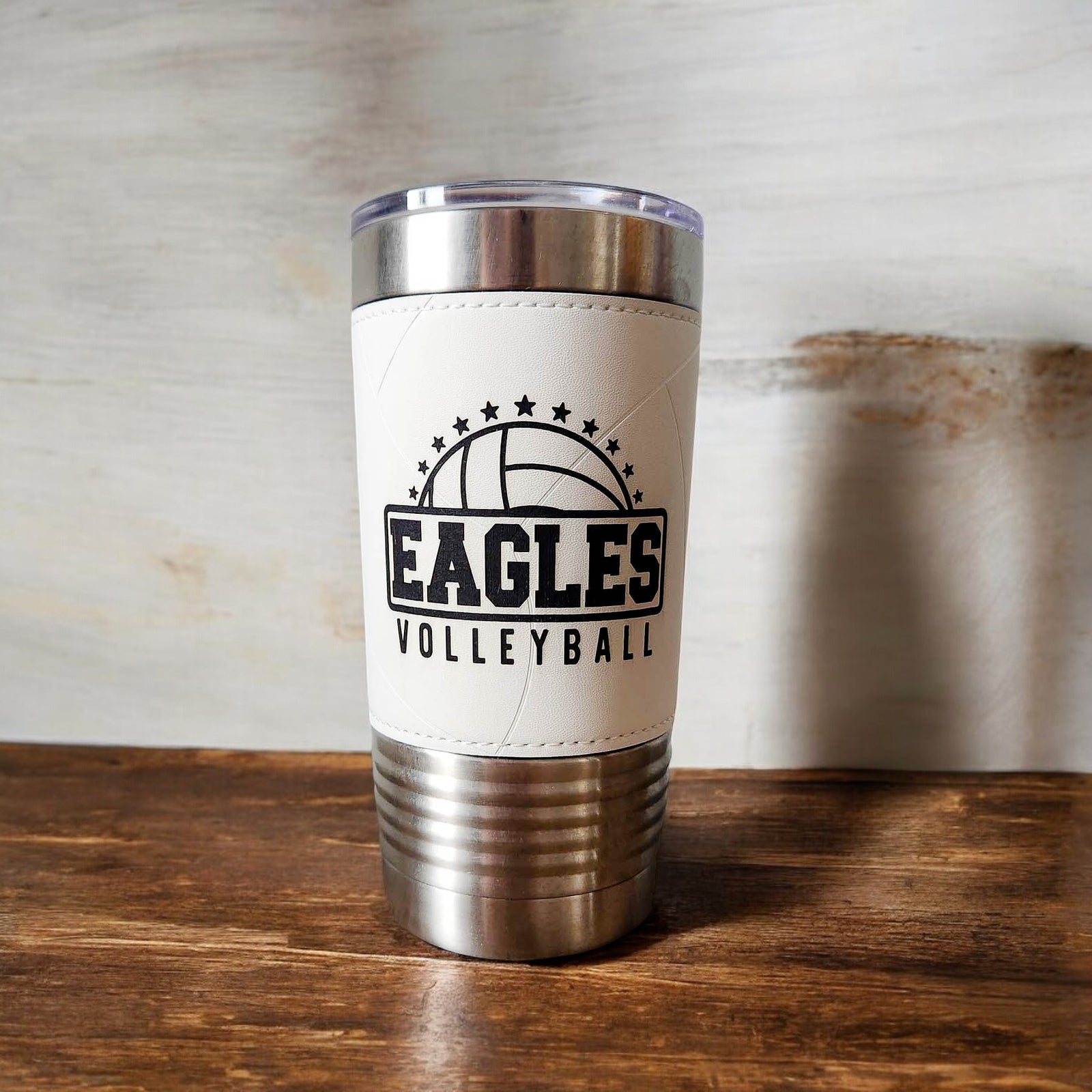 Volleyball Mascot School Spirit Leatherette Tumbler by Sunny Box
