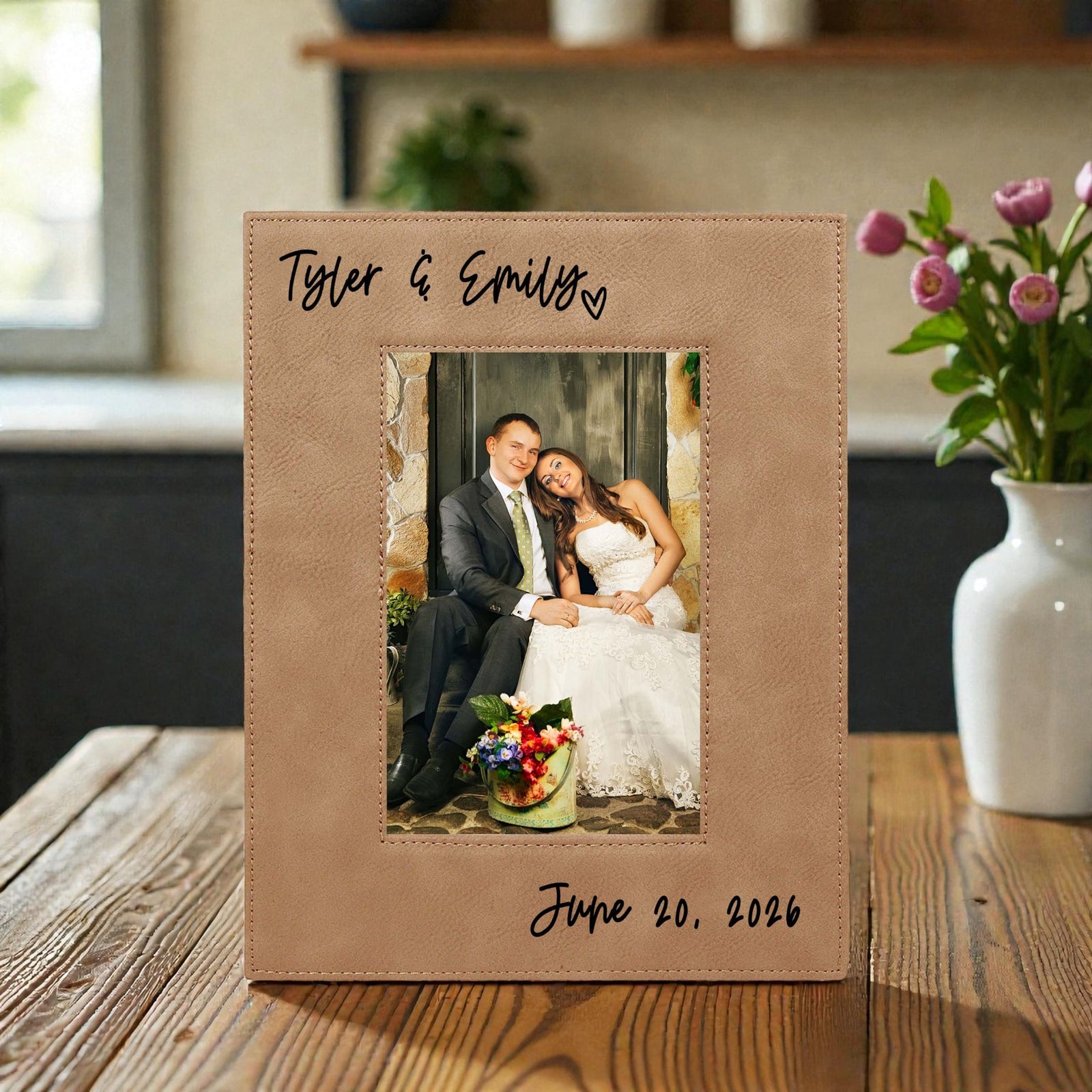 Personalized Wedding Picture Frame Leatherette