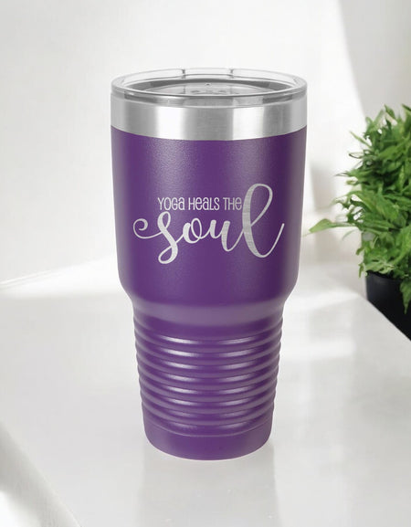 Yoga Heals the Soul - Engraved Polar Camel 30oz Purple Tumbler by Sunny Box
