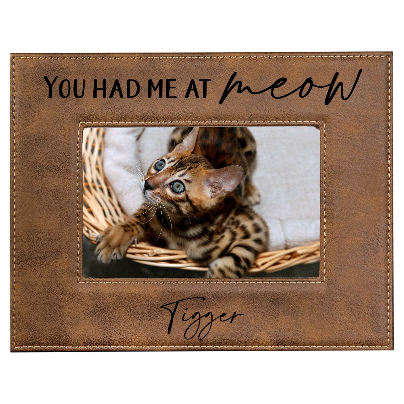 You Had Me At Meow - Cat Leatherette Picture Frame