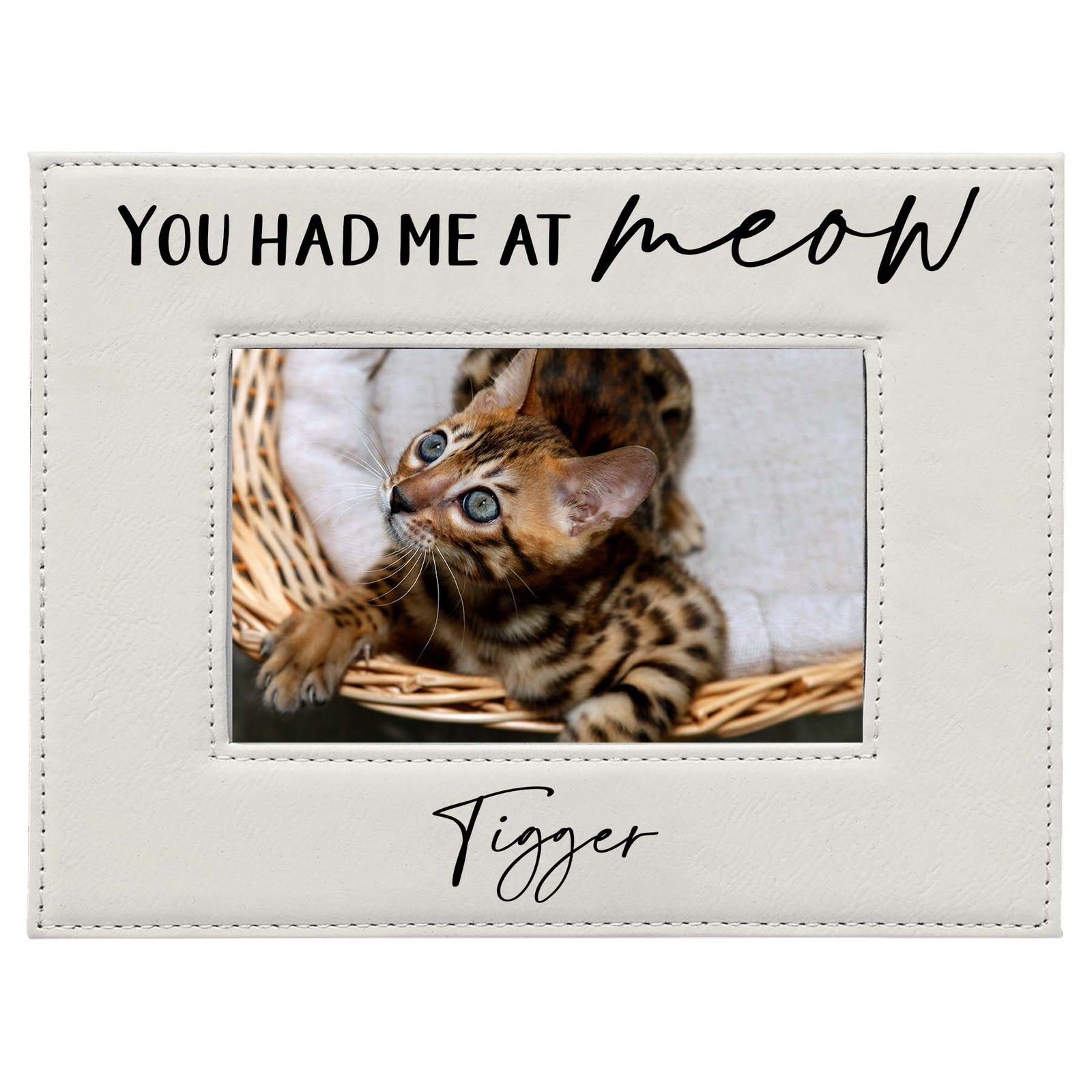 You Had Me At Meow Personalized Engraved Leatherette Picture Frame