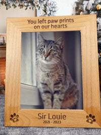 You Left Paw Prints On Our Hearts - Pet Memorial Wood Picture Frame