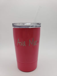 Kids Laser Engraved Tumbler with Lid and Straw 12oz Pink - Sunny Box
