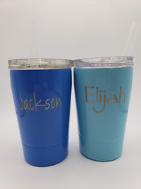 Kids Laser Engraved Tumbler with Lid and Straw 12oz Blue Light Blue - Sunny Box