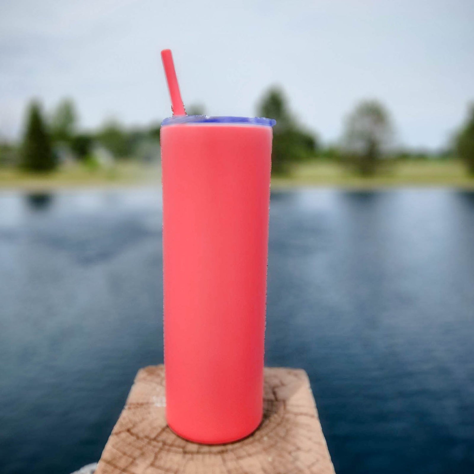 Personalized Engraved 20oz Skinny Tumbler Coral by Sunny Box