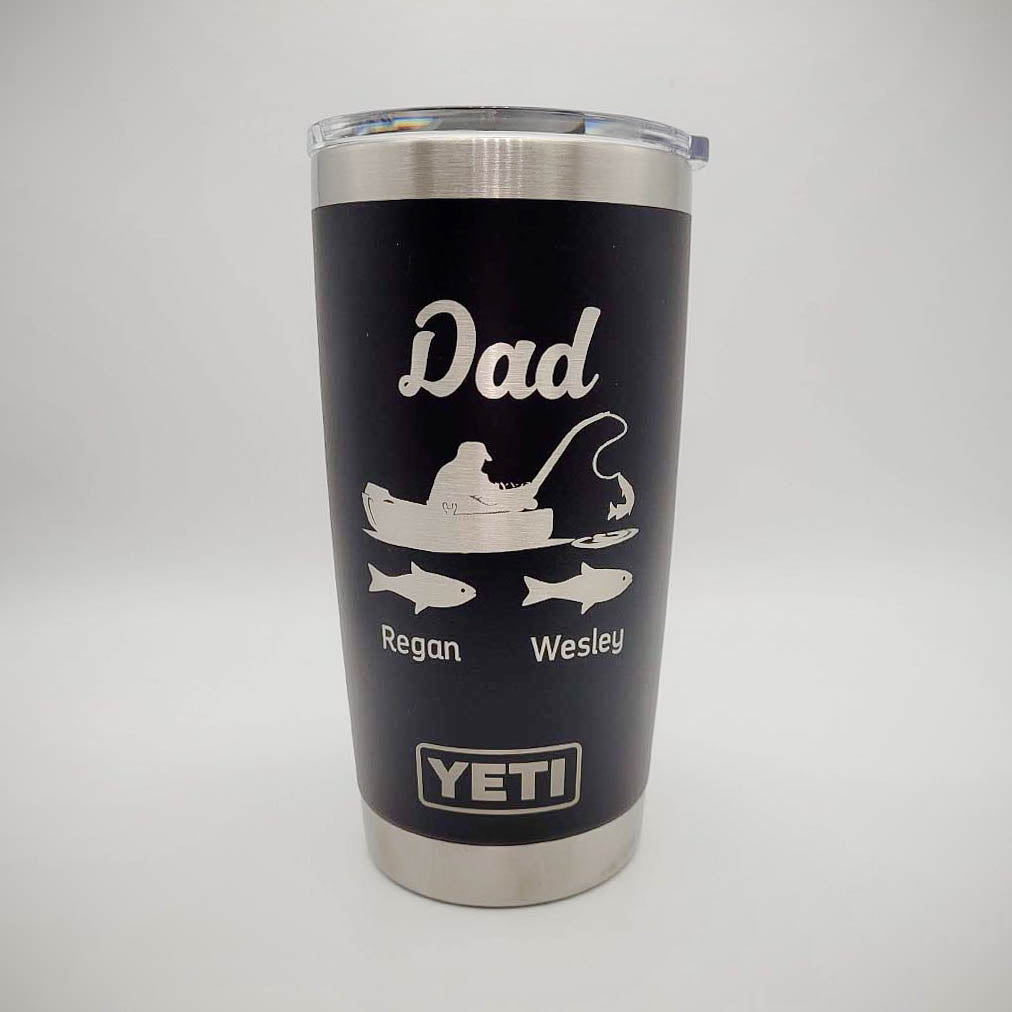 Dad Fisherman with Baby Fish - Personalized YETI Tumbler