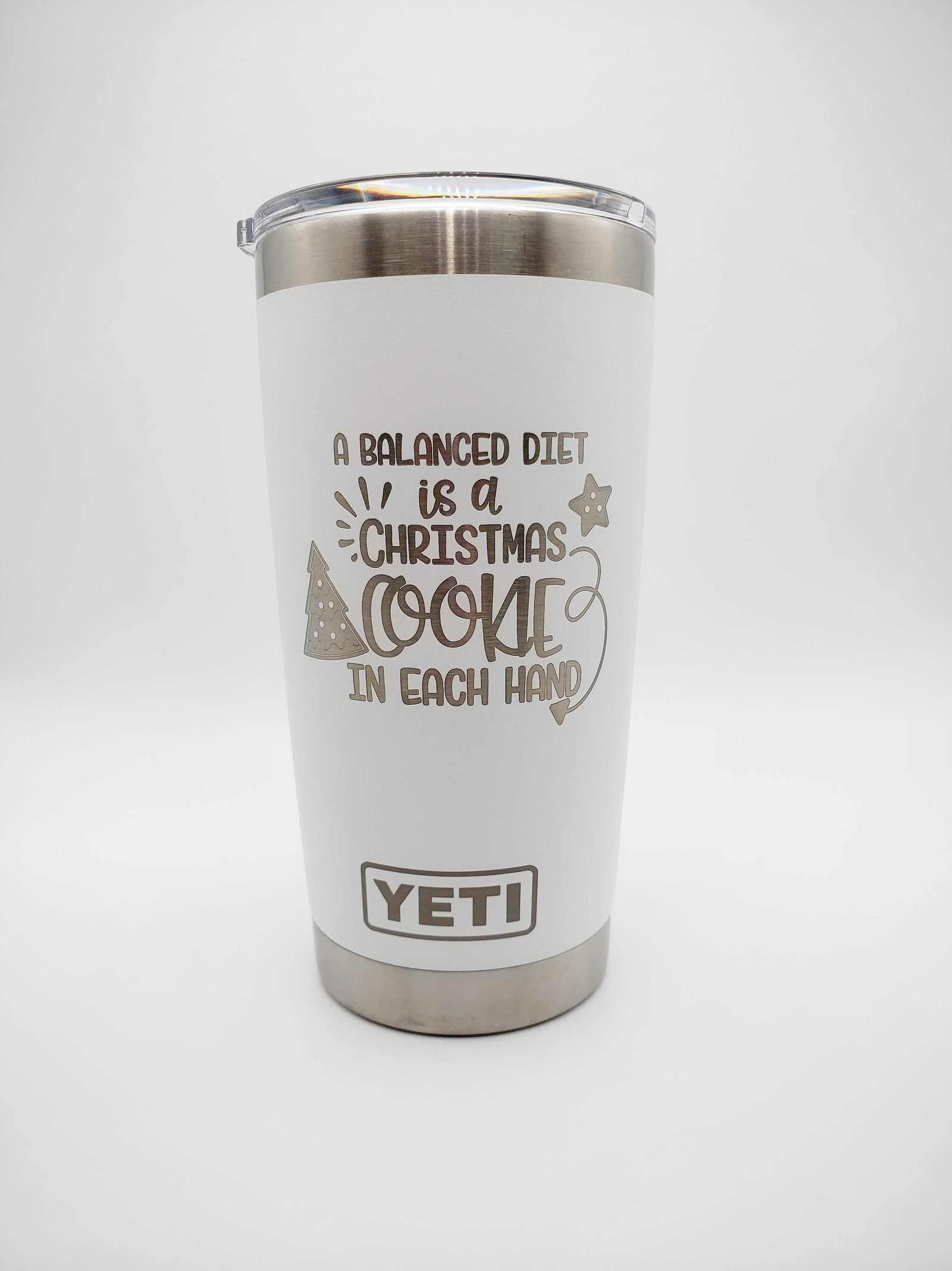A Balanced Diet is a Christmas Cookie in Each Hand - Christmas Engraved YETI Tumbler