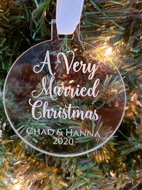 A Very Married Christmas - Personalized Engraved Acrylic Newlywed Ornament - Sunny Box