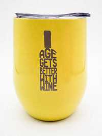 Age Gets Better with Wine - Engraved 9oz Stemless Wine Tumbler Sunny Box