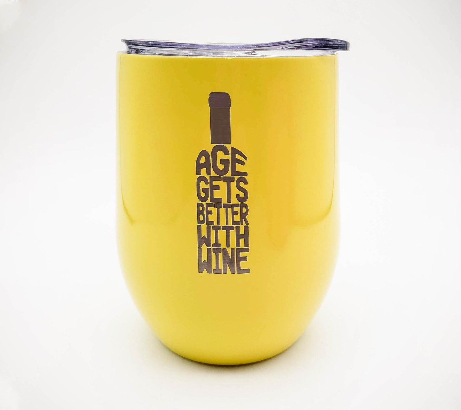 Age Gets Better with Wine - Engraved 9oz Stemless Wine Tumbler Sunny Box