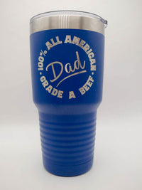 All American Dad Engraved Fathers Day 30oz Blue Polar Camel Tumbler - Sunny Box