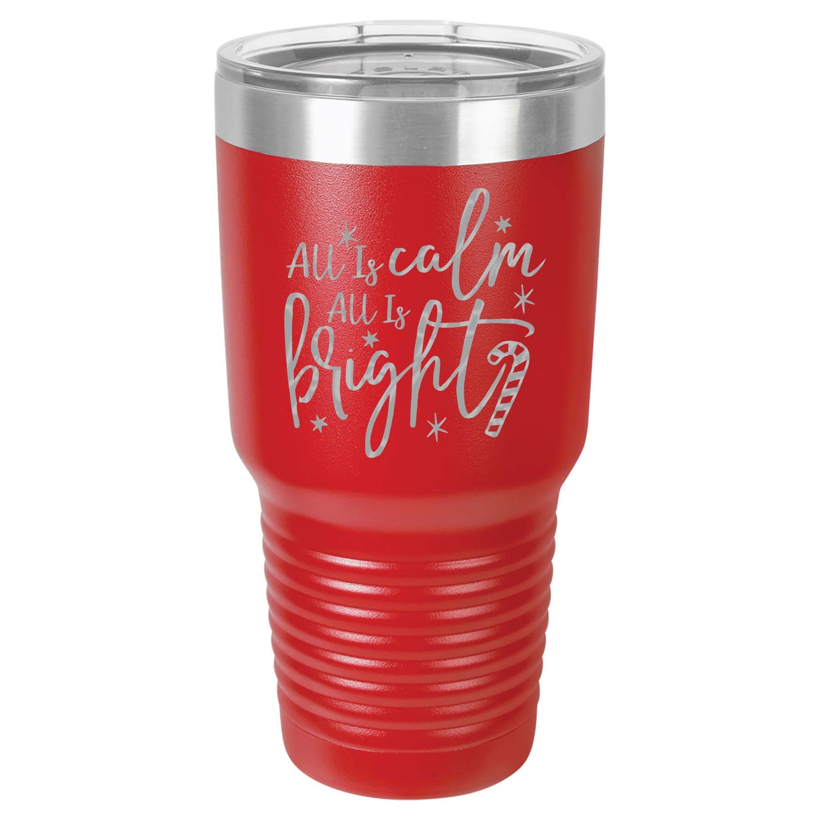 All Is Calm All Is Bright - Christmas Engraved 30oz Wine Tumbler Red - Sunny Box