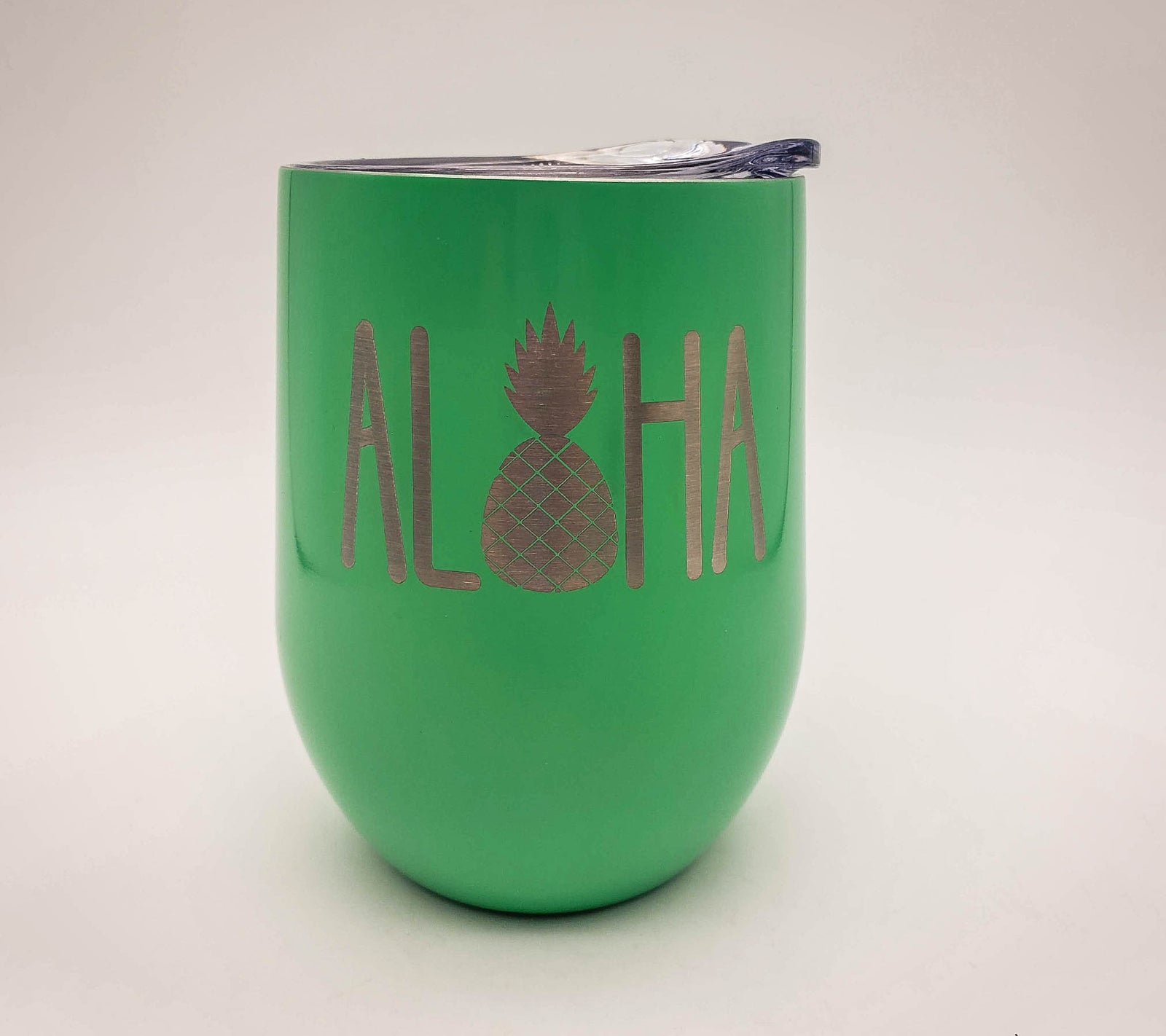 Aloha Beach Engraved 9oz Stemless Wine Tumbler Seafoam by Sunny Box