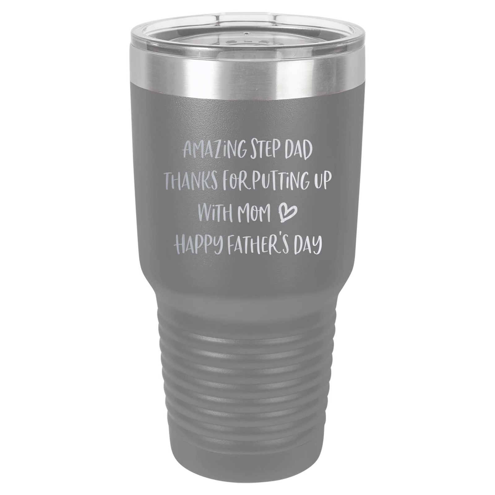 Amazing Stepdad - Engraved 30oz Dark Grey Polar Camel Tumbler - Sunny Box