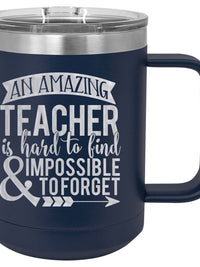 An Amazing Teacher is Hard to Find - Engraved 15oz Navy Polar Camel Mug - Sunny Box
