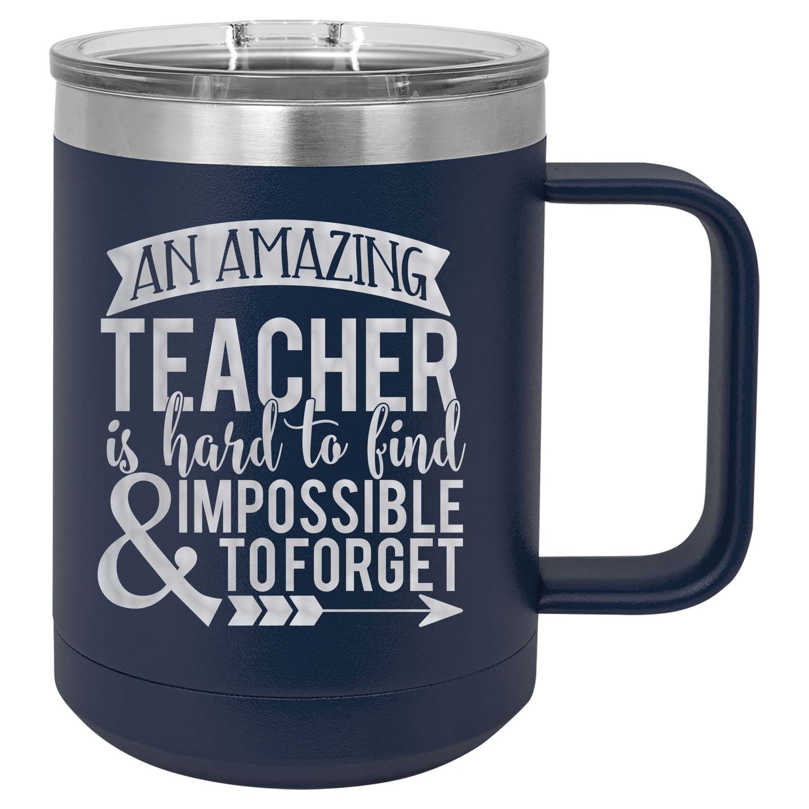 An Amazing Teacher is Hard to Find - Engraved 15oz Navy Polar Camel Mug - Sunny Box