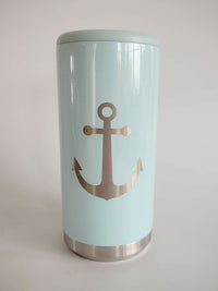 Anchor Boating Engraved Skinny Slim Can Cooler Seaglass Glitter - Sunny Box