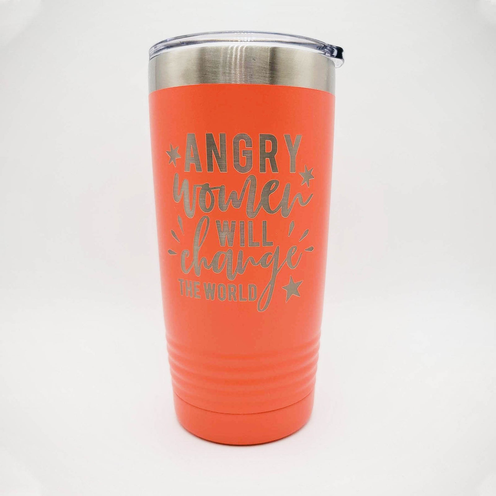 Angry Women Will Change the World - Feminism Girl Power Engraved Tumbler 20oz Coral Sunny Box