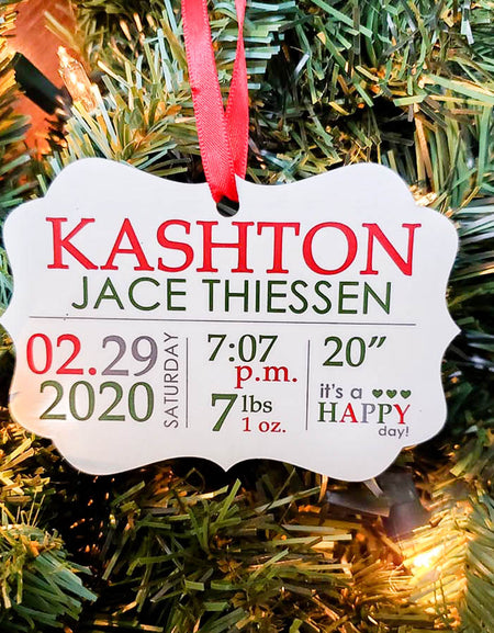 Baby's First Christmas - Baby Stats Ornament - Sunny BOx