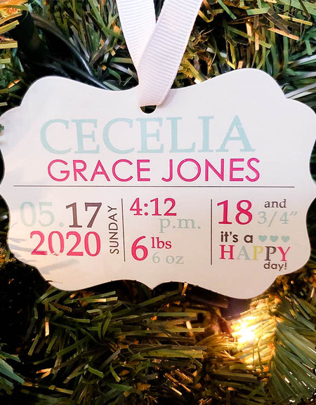 Baby's First Christmas - Baby Stats Ornament - Sunny BOx