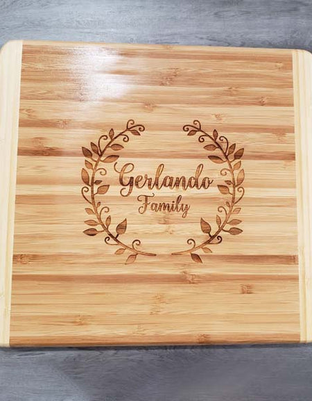 Personalized Engraved Two Tone Bamboo Cutting Board by Sunny Box