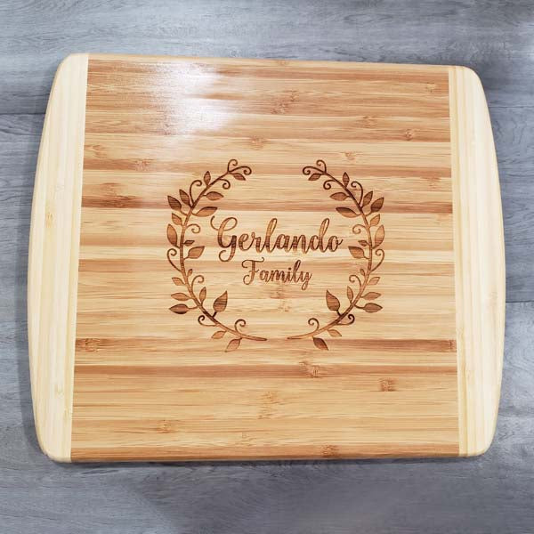 Personalized Engraved Two Tone Bamboo Cutting Board by Sunny Box