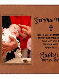 Baptism Custom Engraved Leatherette Picture Frame Rawhide - Sunny Box