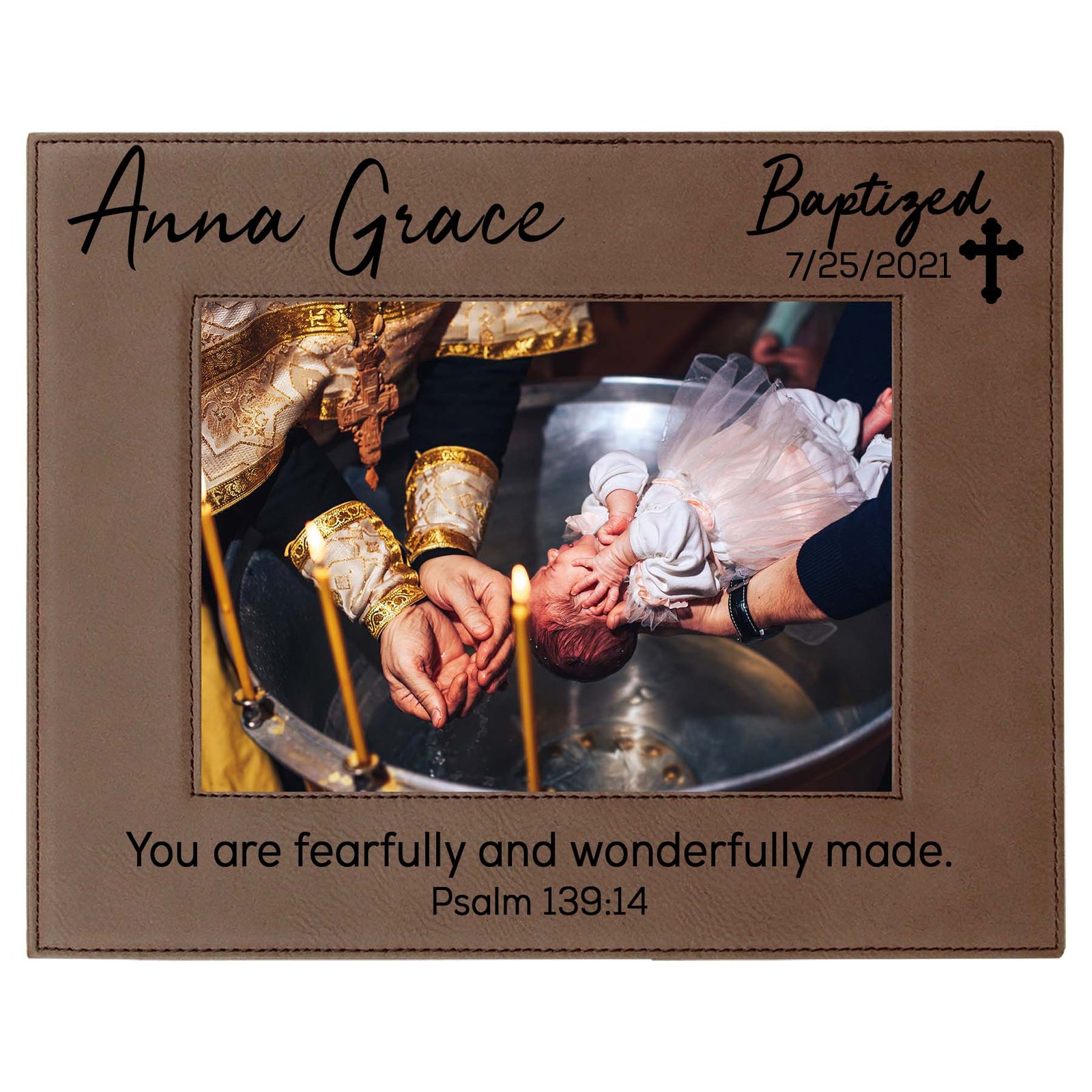 Baptism Leatherette Picture Frame - Design 2