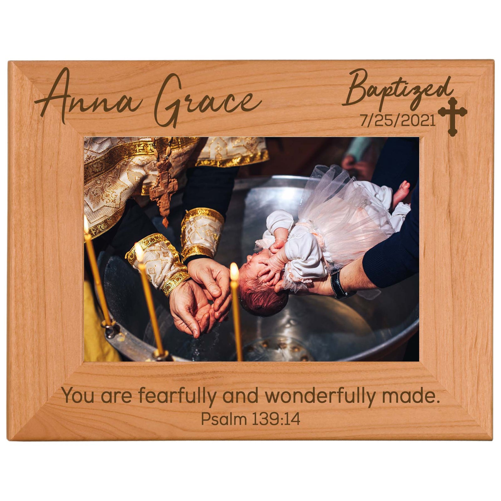 Personalized Engraved Baptism Wood Picture Frame - Sunny Box