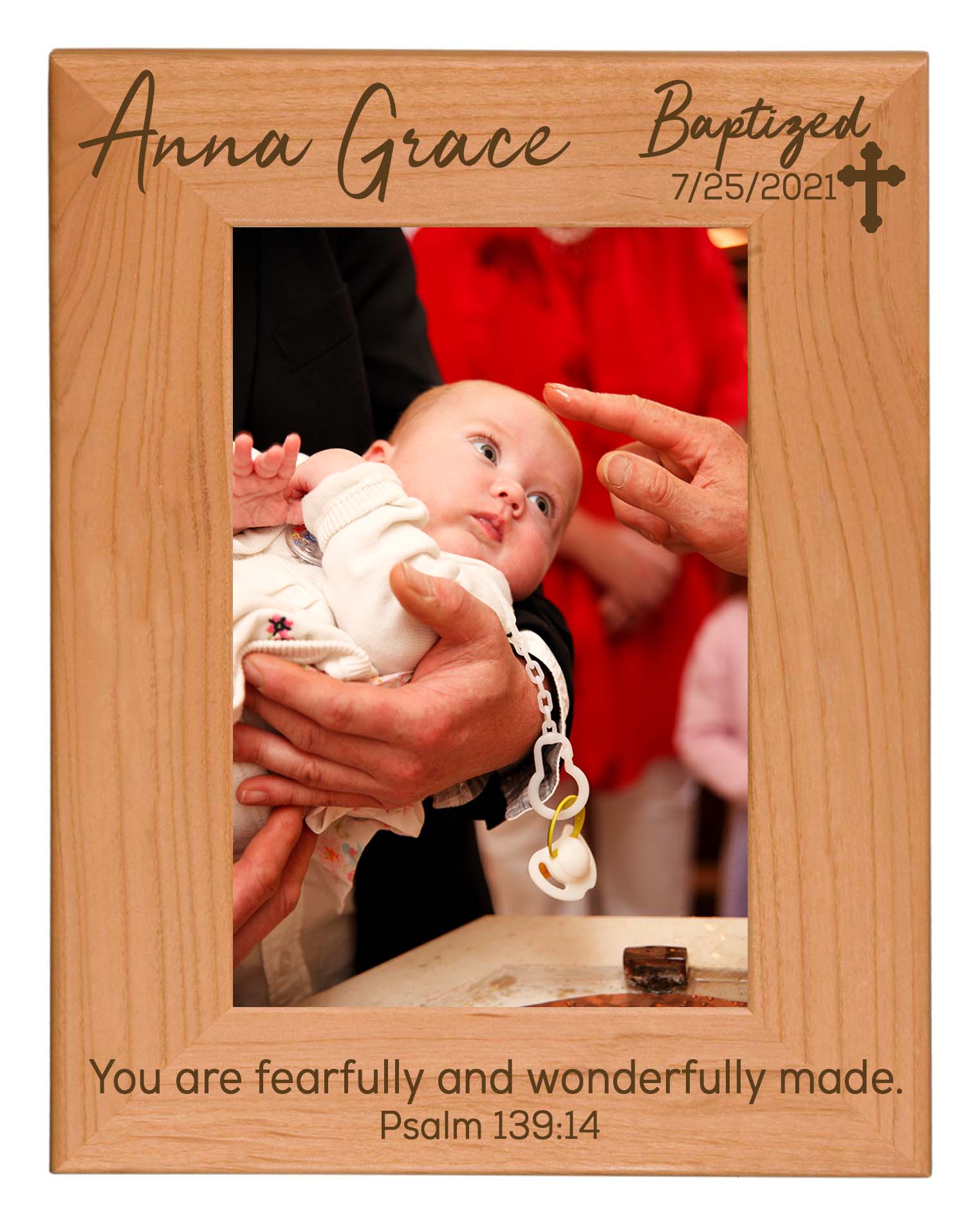 Personalized Engraved Baptism Wood Picture Frame - Sunny Box
