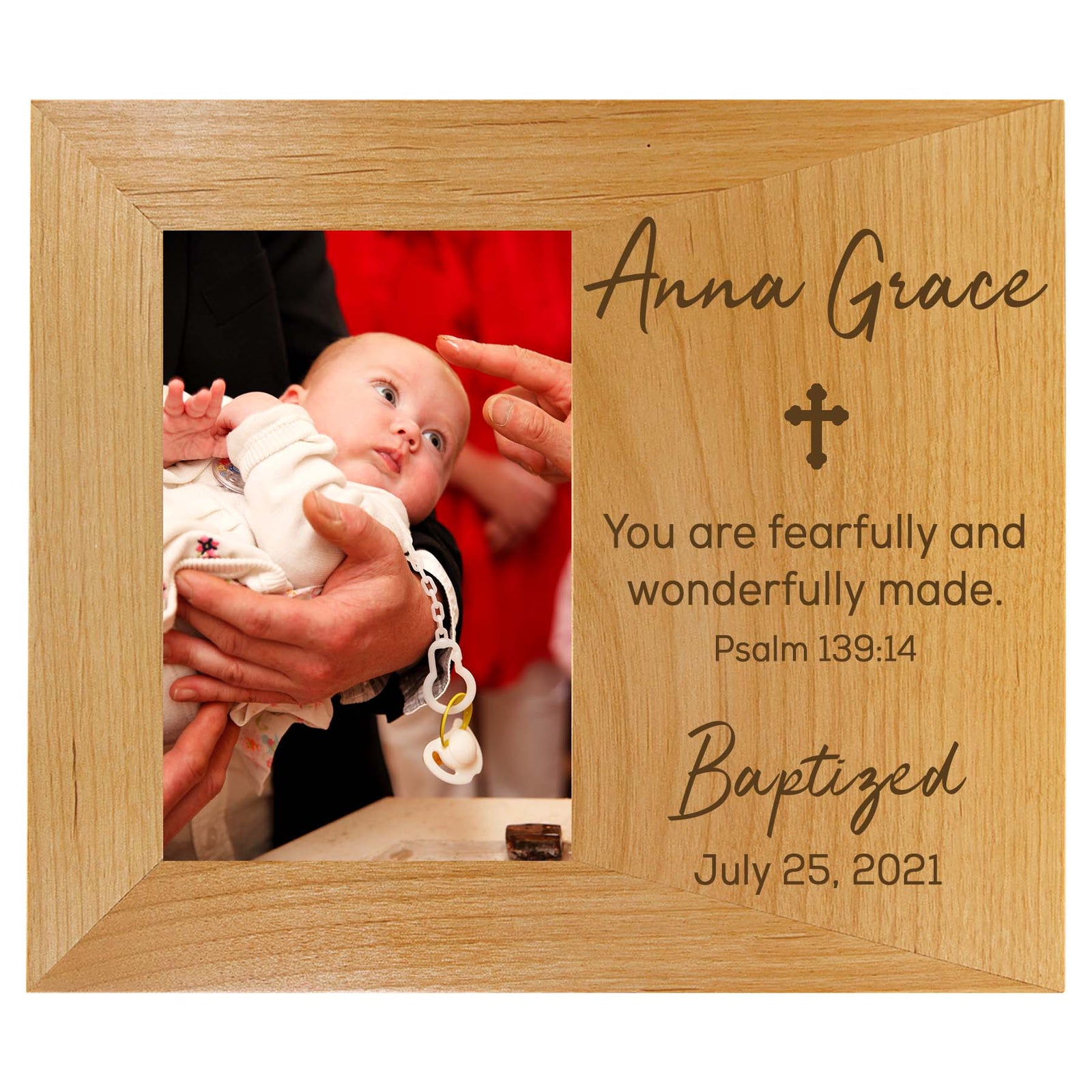 Baptism Personalized Engraved Wood Picture Frame - Sunny Box