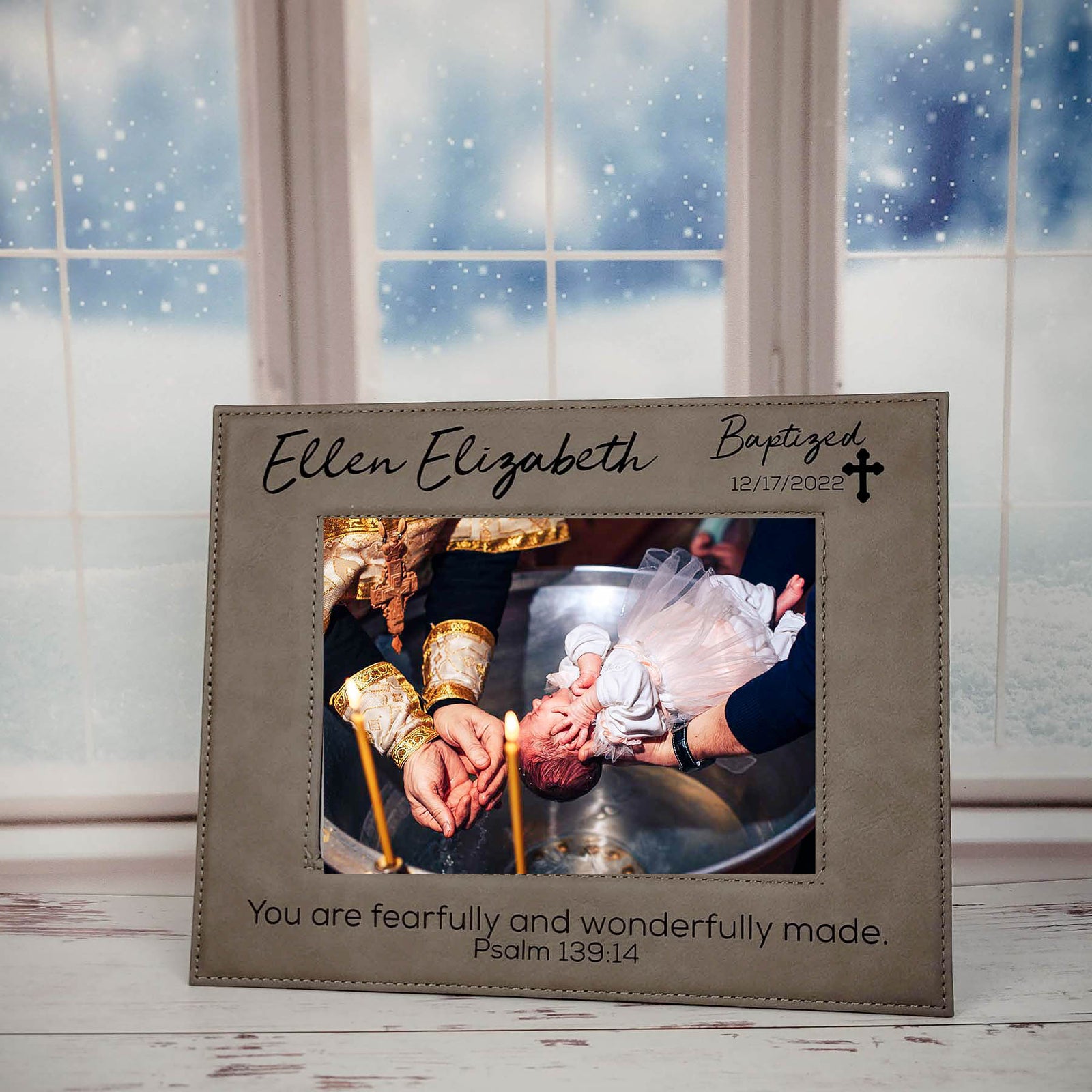 Baptism Leatherette Picture Frame - Design 2