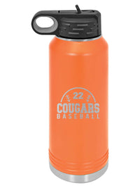 Baseball Mascot Engraved Polar Camel 32oz Orange Water Bottle by Sunny Box