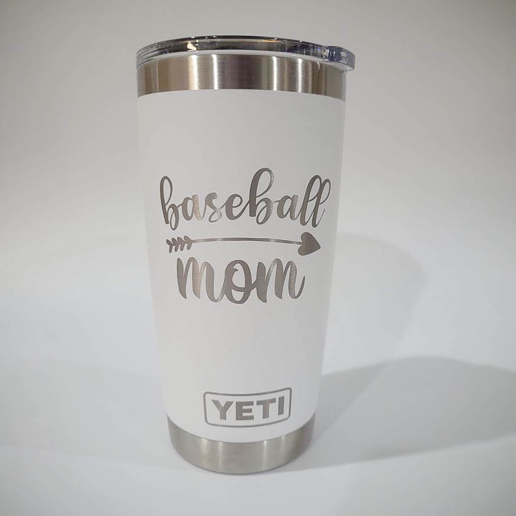 Laser Engraved Authentic YETI Straw Mugs - Moms Against White Baseball Pants