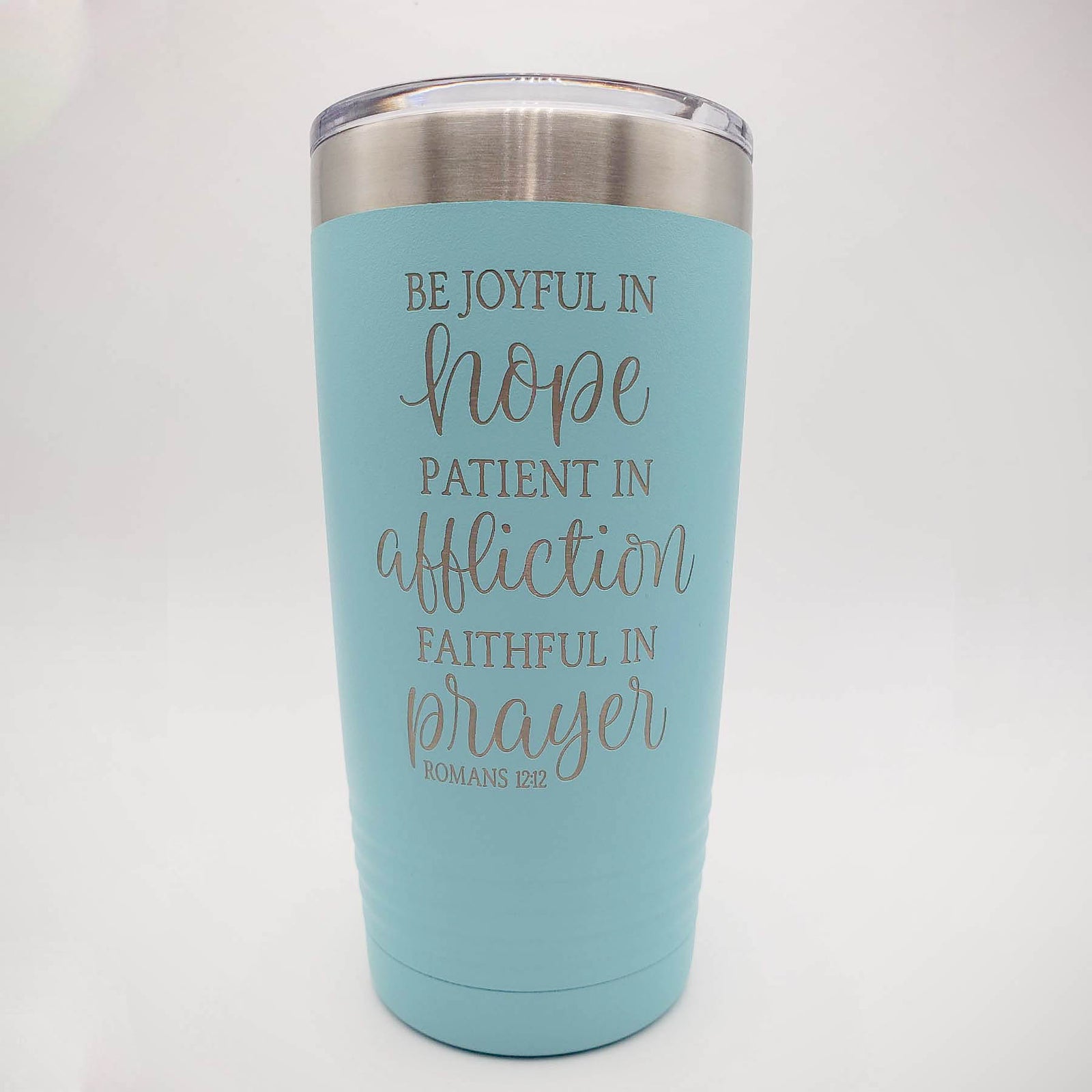 Be Joyful in Hope Romans 12:12 Engraved Polar Camel Tumbler 20oz Teal - Sunny Box